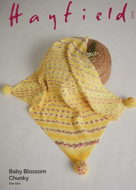 Hayfield Baby Blanket Knitting Pattern in Blossom Chunky 5575 PDF