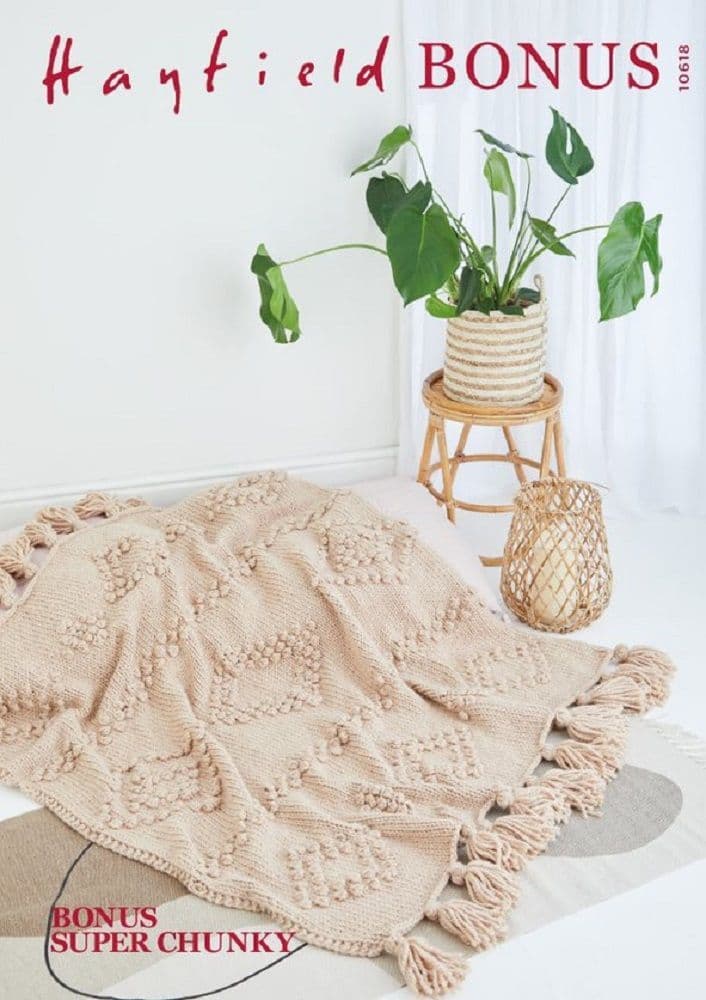 Hayfield Blanket Knitting Pattern in Bonus Super Chunky 10618