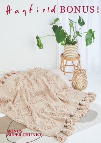 Hayfield Blanket Knitting Pattern in Bonus Super Chunky (10618)