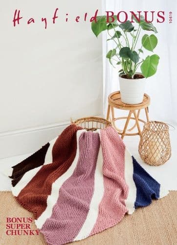 Hayfield Blanket Knitting Pattern in Bonus Super Chunky - 10619 PDF DOWNLOAD