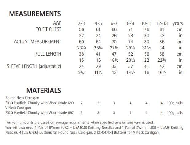 Hayfield Boys/Girls Cardigans Knitting Pattern in Chunky with Wool ...