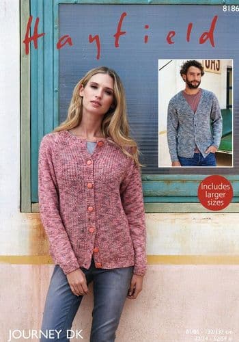 Hayfield Cardigans Knitting Pattern in Journey DK (8186)