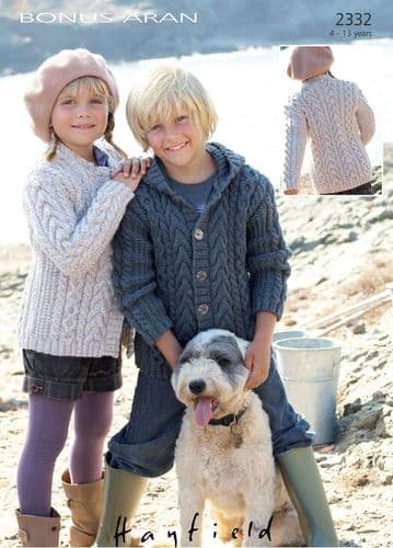 Hayfield Children's Jacket & Hoodie Knitting Pattern in Bonus Aran- 2332 PDF DOWNLOAD