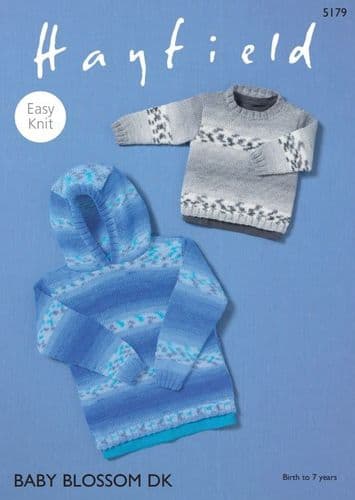 Hayfield Children's Sweaters Knitting Pattern in Blossom DK - 5179 PDF DOWNLOAD