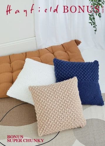 Hayfield Cushion Covers Knitting Pattern in Bonus Super Chunky - 10616 PDF DOWNLOAD