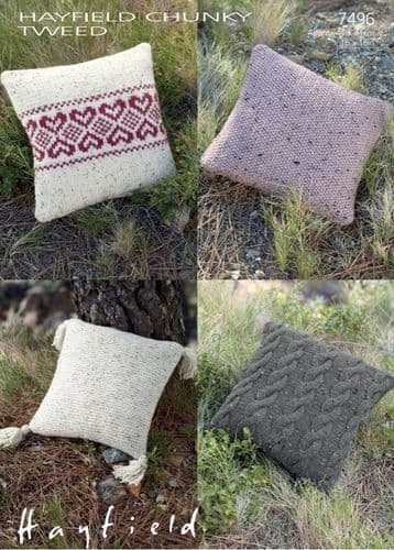 Hayfield Cushion Covers Knitting pattern in Chunky Tweed (7496) PDF DOWNLOAD