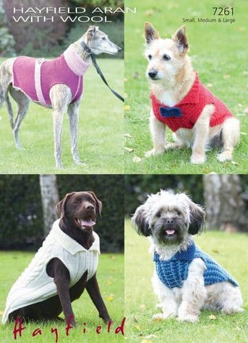 Hayfield Dog Coats Knitting Pattern in Aran with Wool (7261P) PDF DOWNLOAD