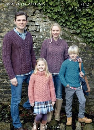 Hayfield Family Sweaters Knitting Pattern in Bonus Aran - 7142 PDF DOWNLOAD