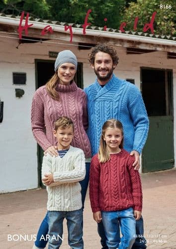 Hayfield Family Sweaters Knitting Pattern in Bonus Aran - 8166 PDF DOWNLOAD
