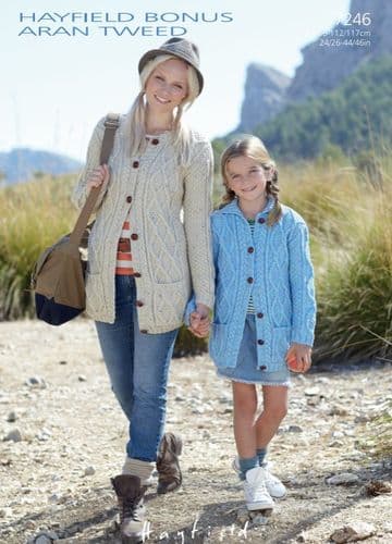 Hayfield Girls/Ladies Cardigan Knitting Pattern in Aran Tweed - 7246 PDF DOWNLOAD