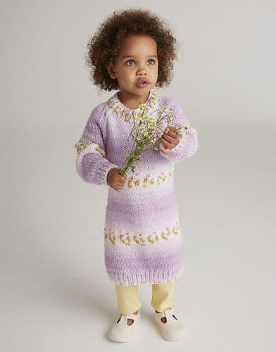 Hayfield Girls Sweater Dress Knitting Pattern in Blossom Chunky - 5569 PDF DOWNLOAD