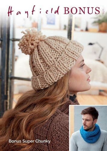 Hayfield Hat & Snood Knitting Pattern in Bonus Super Chunky - 8211 PDF DOWNLOAD