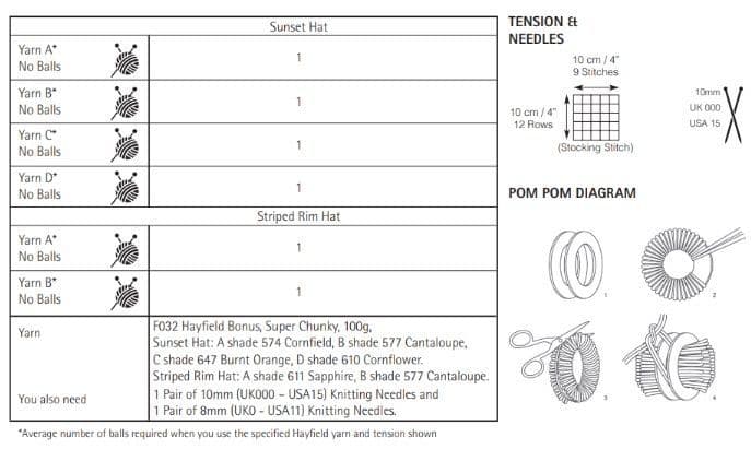 Hayfield Hats Knitting Pattern in Bonus Super Chunky - 10625 PDF DOWNLOAD