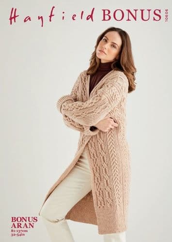 Hayfield Ladies Cardigan Knitting Pattern in Bonus Aran - 10606 PDF DOWNLOAD