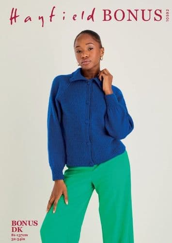 Hayfield Ladies Cardigan Knitting Pattern in Bonus DK - 10592 PDF DOWNLOAD