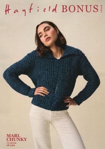 Hayfield Ladies Cardigan Knitting Pattern in Bonus Marl Chunky (10949)
