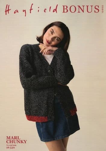 Hayfield Ladies Cardigan Knitting Pattern in Bonus Marl Chunky (10950)