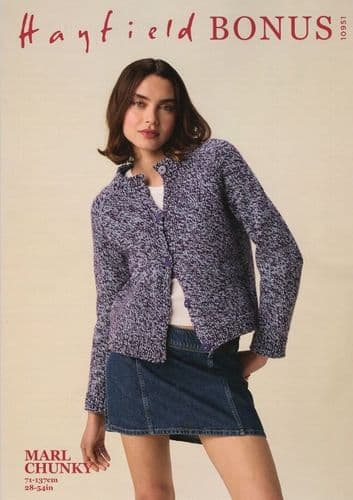 Hayfield Ladies Cardigan Knitting Pattern in Bonus Marl Chunky (10951)