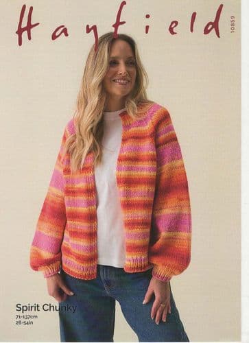 Hayfield Ladies Cardigan Knitting Pattern in Spirit Chunky (10859)