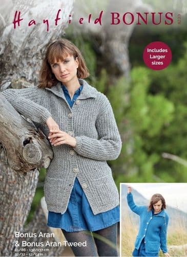 Hayfield Ladies Cardigans Knitting Pattern in Aran Tweed - 8229 PDF DOWNLOAD