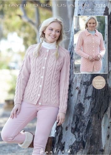 Hayfield Ladies Cardigans Knitting Pattern in Bonus Aran - 7374 PDF DOWNLOAD