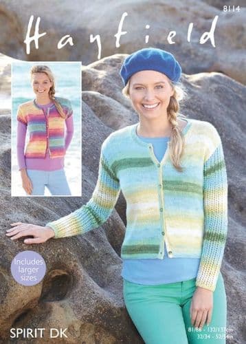 Hayfield Ladies Cardigans Knitting Pattern in Spirit DK - 8114 PDF DOWNLOAD