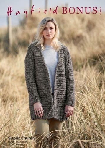 Hayfield Ladies Coatigan Knitting Pattern in Bonus Super Chunky - 10002 PDF DOWNLOAD