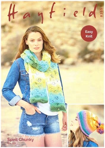 Hayfield Ladies Hat & Scarf Knitting Pattern in Spirit Chunky (8255)
