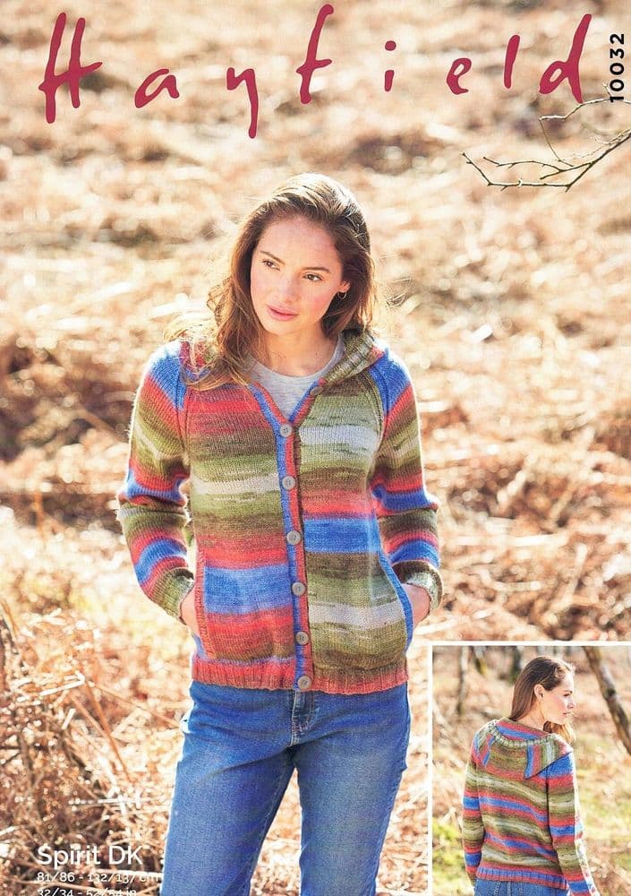 Hayfield Ladies Hooded Cardigan Knitting Pattern in Spirit DK 10032