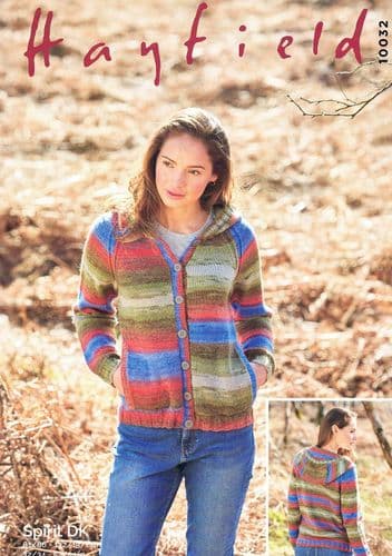 Hayfield Ladies Hooded Cardigan Knitting Pattern in Spirit DK (10032)
