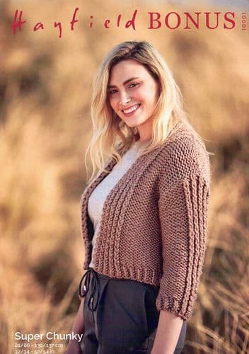 Hayfield Ladies Kimono Jacket Knitting Pattern in Bonus Super Chunky (10001)