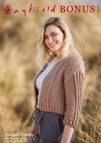 Hayfield Ladies Kimono Jacket Knitting Pattern in Bonus Super Chunky - 10001 PDF DOWNLOAD