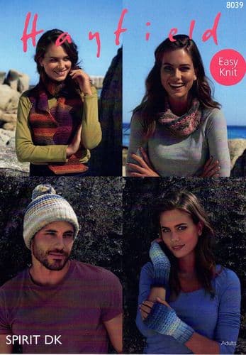 Hayfield Ladies & Mens Accessories Knitting Pattern in Spirit DK (8039)