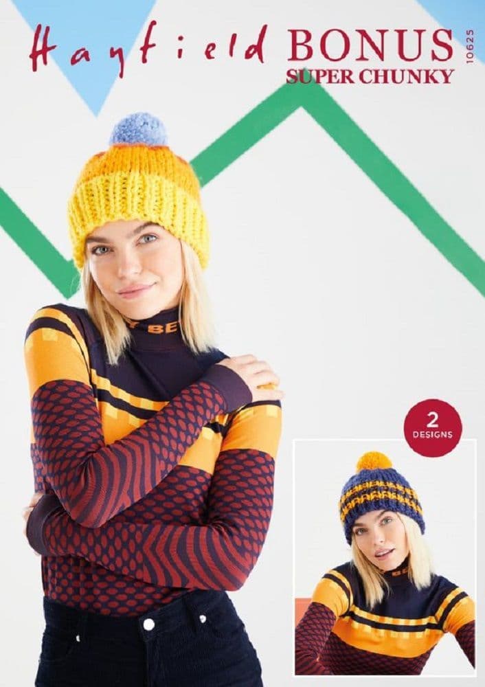 Hayfield Ladies & Mens Bobble Hats Knitting Pattern in Bonus Super
