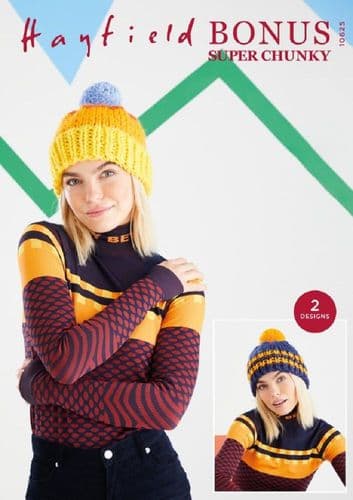 Hayfield Ladies & Mens Bobble Hats Knitting Pattern in Bonus Super Chunky (10625)