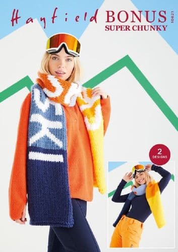 Hayfield Ladies & Mens Scarves Knitting Pattern in Bonus Super Chunky (10621)