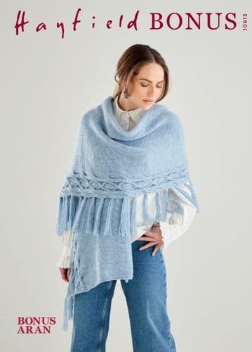 Hayfield Ladies Scarf Knitting Pattern in Bonus Aran - 10613 PDF DOWNLOAD