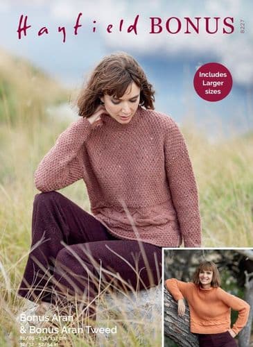 Hayfield Ladies Sweater Knitting Pattern in Aran Tweed - 8227 PDF DOWNLOAD
