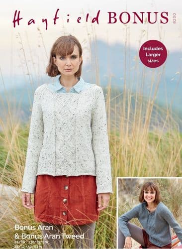 Hayfield Ladies Sweater Knitting Pattern in Aran Tweed - 8230 PDF DOWNLOAD