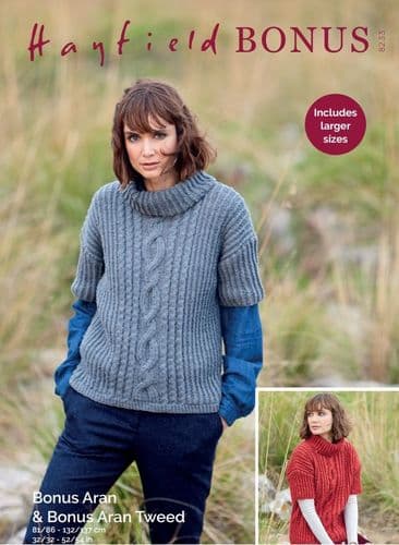 Hayfield Ladies Sweater Knitting Pattern in Aran Tweed - 8233 PDF DOWNLOAD