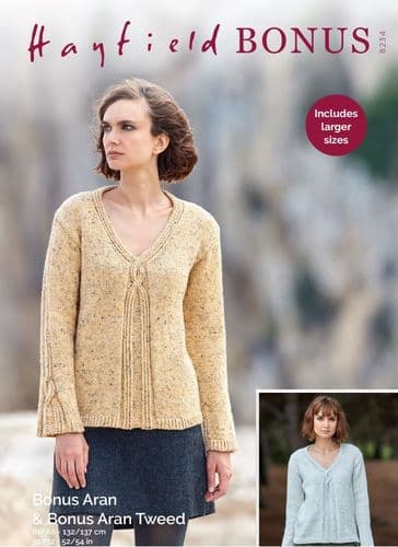 Hayfield Ladies Sweater Knitting Pattern in Aran Tweed - 8234 PDF DOWNLOAD