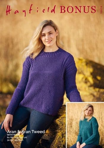 Hayfield Ladies Sweater Knitting Pattern in Bonus Aran - 10076 PDF DOWNLOAD