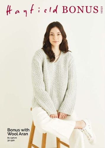 Hayfield Ladies Sweater Knitting Pattern in Bonus Aran - 10323 PDF DOWNLOAD