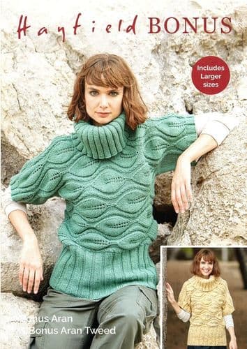 Hayfield Ladies Sweater Knitting Pattern in Bonus Aran Tweed & Bonus Aran (8228)