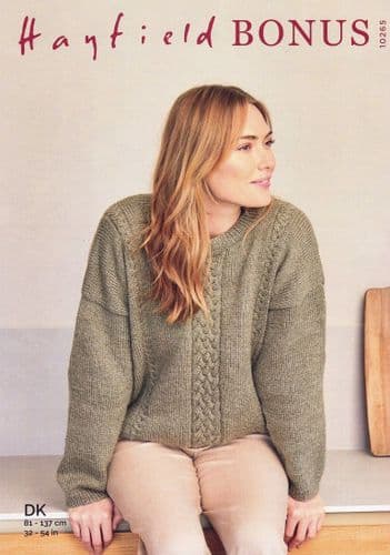 Hayfield Ladies Sweater Knitting Pattern in Bonus DK (10265)