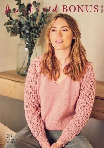 Hayfield Ladies Sweater Knitting Pattern in Bonus DK (10266)