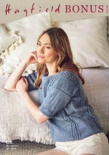 Hayfield Ladies Sweater Knitting Pattern in Bonus DK (10276)