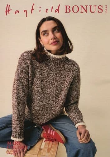Hayfield Ladies Sweater Knitting Pattern in Bonus Marl Chunky (10948)