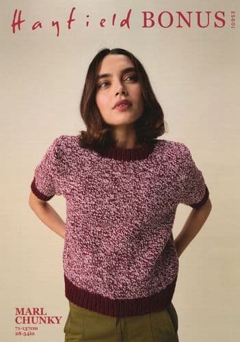 Hayfield Ladies Sweater Knitting Pattern in Bonus Marl Chunky (10953)