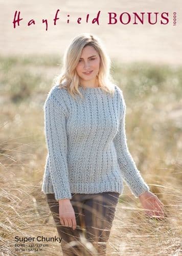 Hayfield Ladies Sweater Knitting Pattern in Bonus Super Chunky - 10000 PDF DOWNLOAD